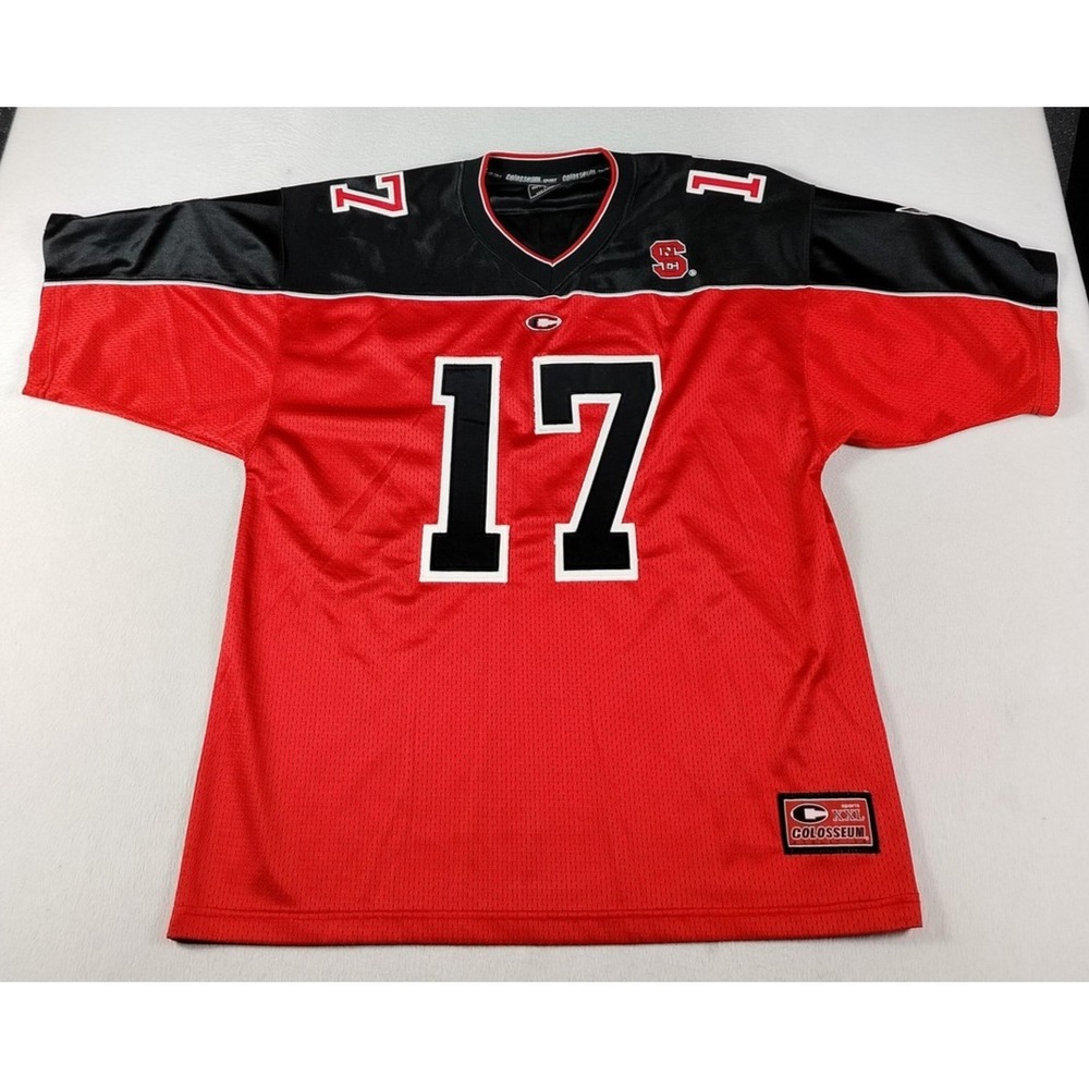 Colosseum Athletics NC State Wolfpack Jersey Mens Large Red NCAA Football Tuffy